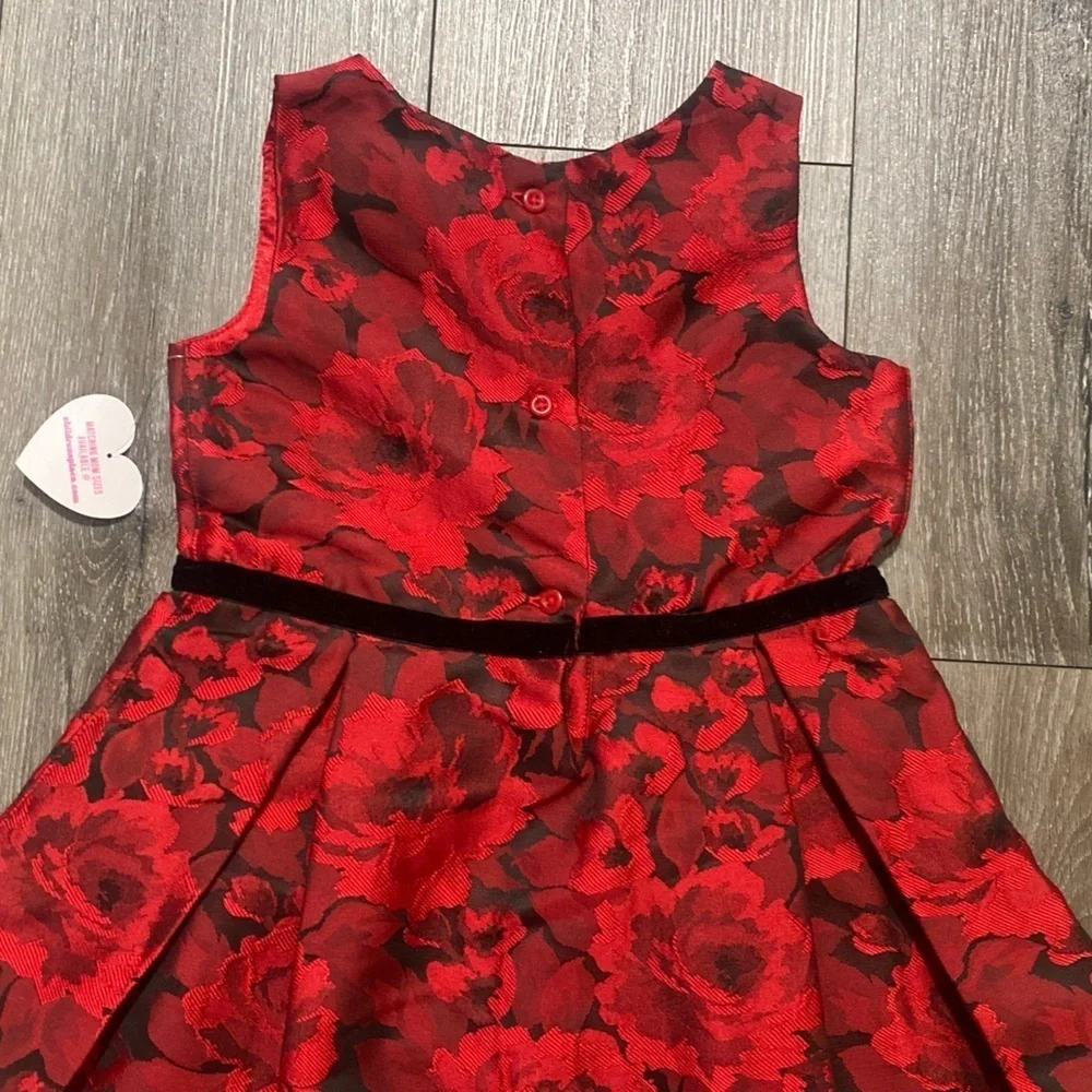The Children’s Place Holiday Red Floral Fit & Flare Sleeveless Dress 5T